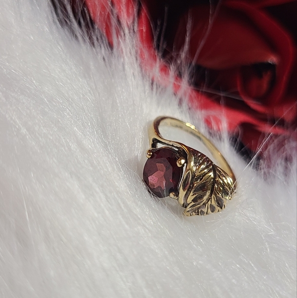 Vintage Rhodolite Two-tone 1ct Oval Cut Size 6.5 Technibond Ring - Picture 3 of 7